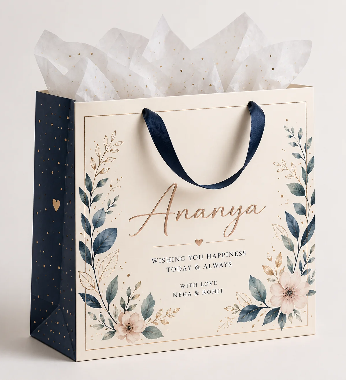 Bespoke Personalized Floral Ribbon Gift Bag