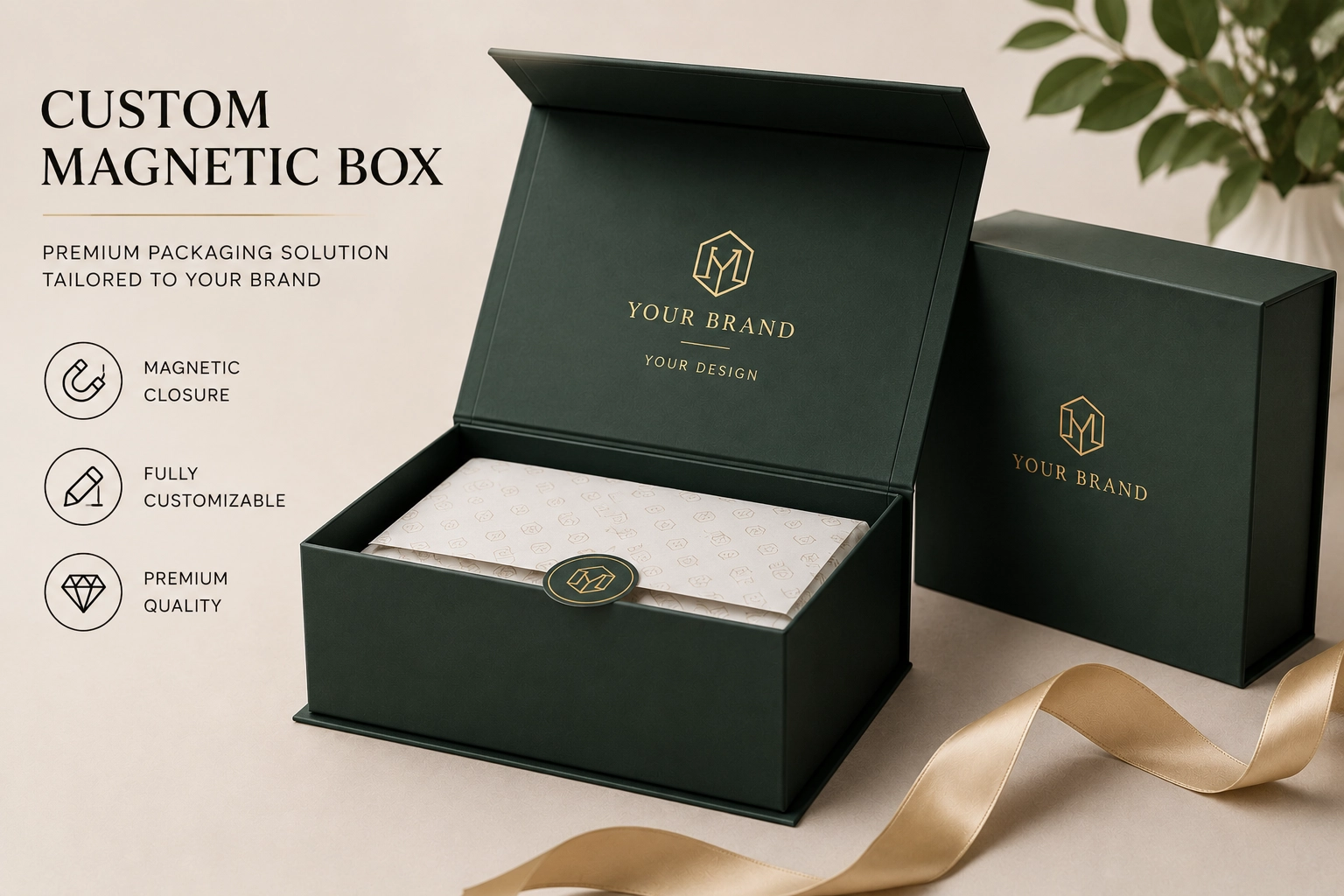Forest Green Custom Magnetic Box